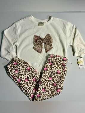Disney Bow Sweatshirt & Leopard Sweatpants